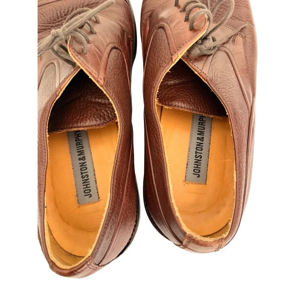 Johnston & Murphy Mens Brown Leather Cap Toe Derby Shoes Italy 15-15000 10 M